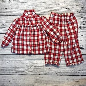 Janie & Jack Plaid Ruffle Pj set 18-24 m
